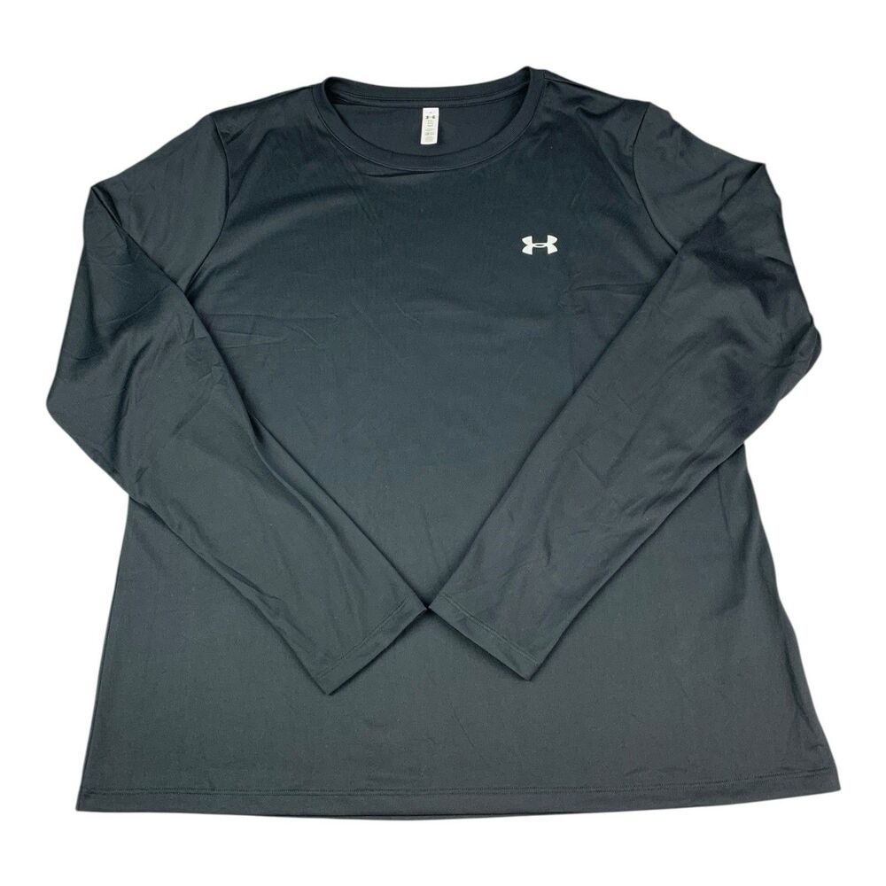 Under Armour Athletic Long Sleeve Shirt, Crew Neck, Black, Men’s Size 2XL